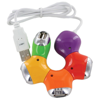 USB-разветвитель"Трансформер"; D=8 см; H=1,9 см; пластик; тампопечать
