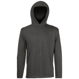 Футболка"Long Sleeve Hooded T", светлый графит_S, 100% х/б, 160 г/м2