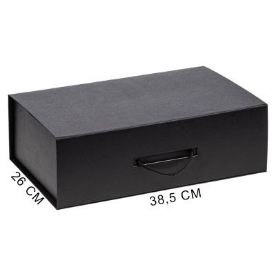 Подарочная коробка, размер 39*26,3*11 см, Solution Prestige Big Case Soft с магнитным клапаном и ручкой , с EVA ложементом 36,8*25,1*4 см под индивидуальную вырубку  , черная,
