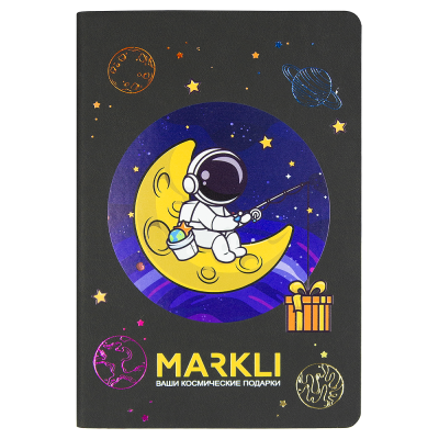 Ежедневник Flexy Latte Soft Touch Black Edition Color Print Sample Markli А5, черный/оранжевый, недатированный, в гибкой обложке